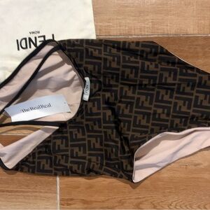 Fendi Brown and Black One Piece Swimsuit authentic
